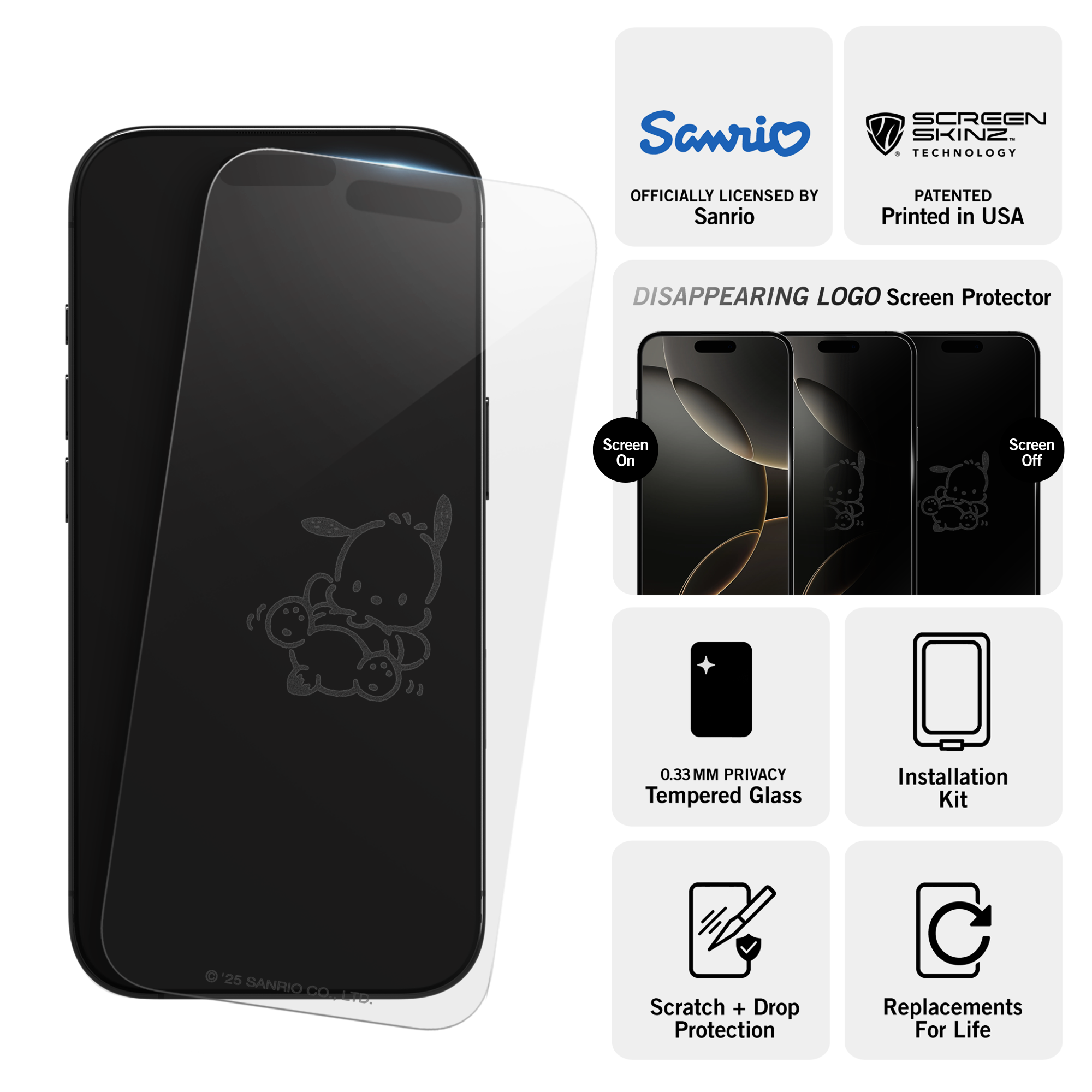 Pochacco x Screen Skinz Dancing iPhone Clear Screen Protector - Image 3