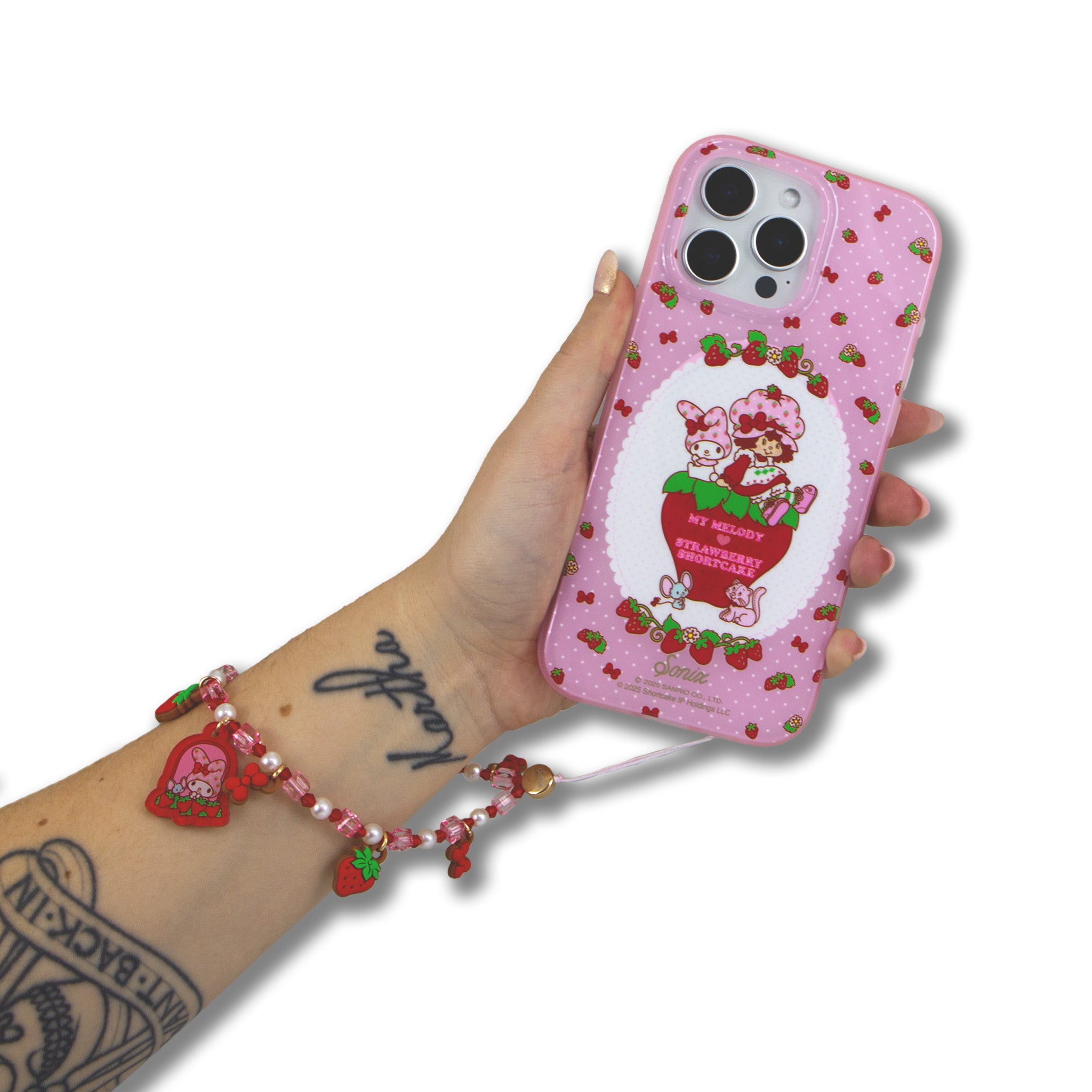 My Melody x Sonix Strawberry Shortcake Phone Beaded Wristlet - Image 3