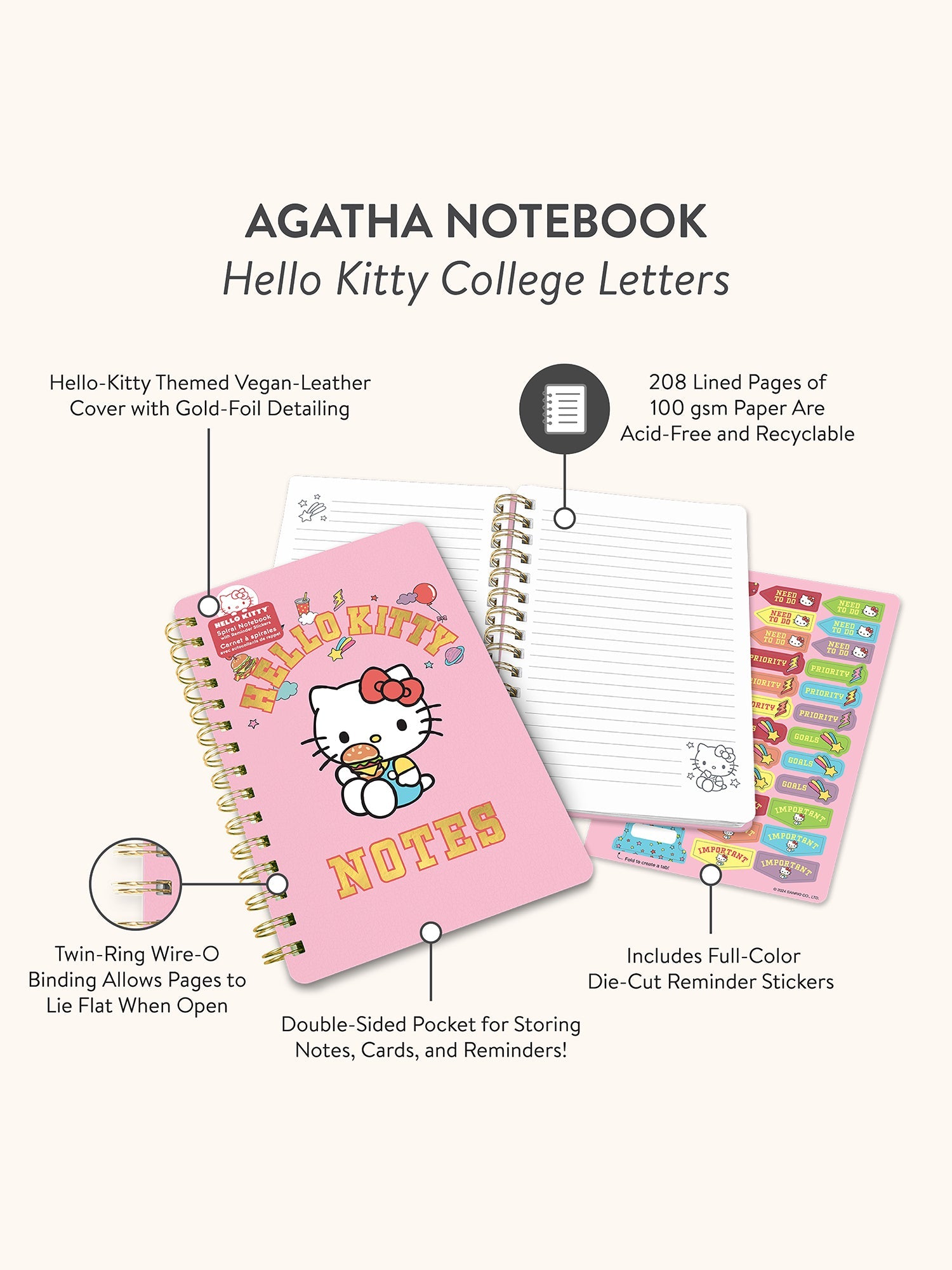 Hello Kitty x Studio Oh! College Letters Agatha Notebook - Image 9