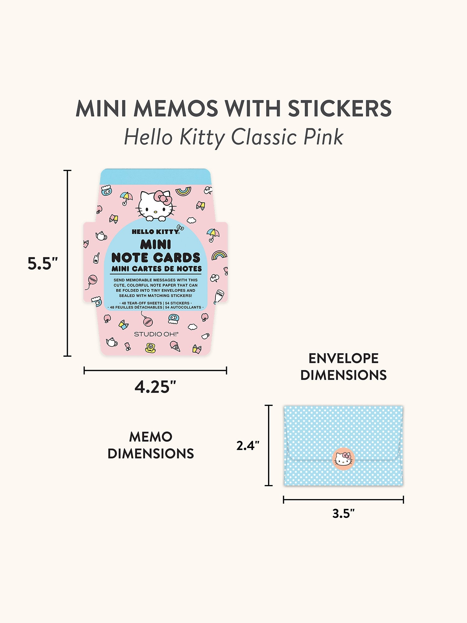 Hello Kitty x Studio Oh! Classic Pink Mini Memo with Stickers - Image 6