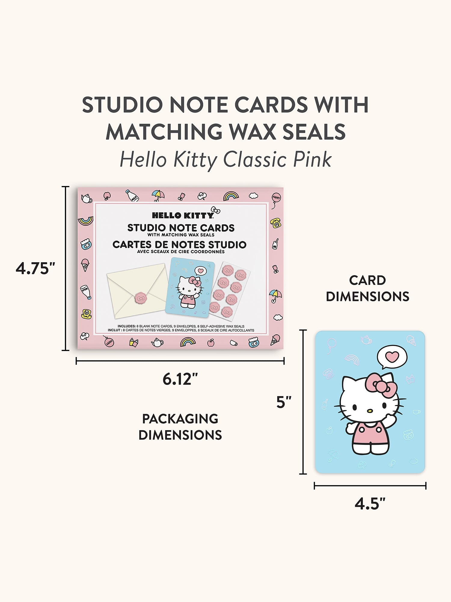 Hello Kitty x Studio Oh! Classic Pink 25-Pc Note Cards & Wax Seals Set - Image 6