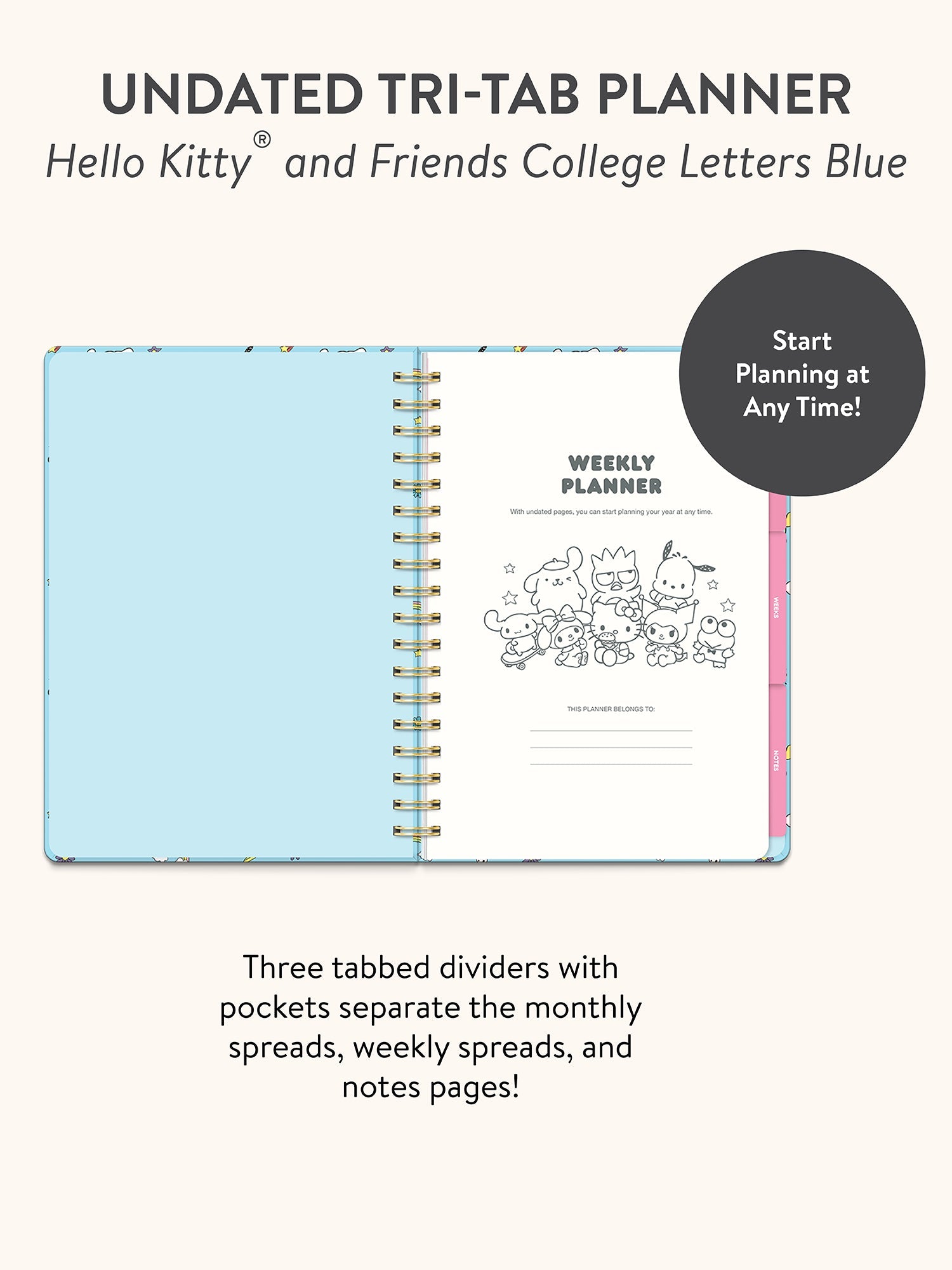 Hello Kitty and Friends x Studio Oh! College Letters Tri-Tab Planner - Image 8
