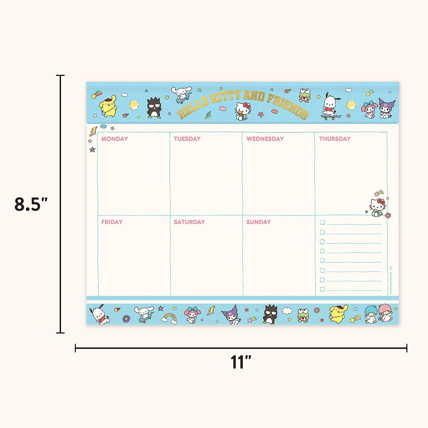 Hello Kitty and Friends x Studio Oh! College Letters Blue Weekly Desk Pad - Image 6