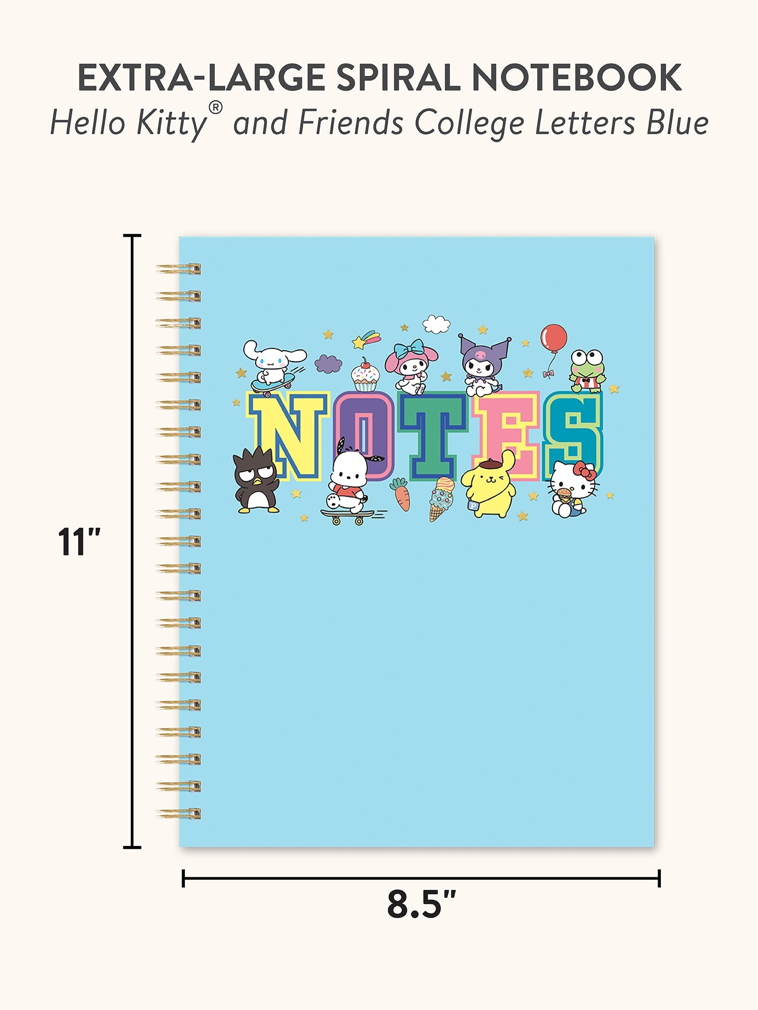 Hello Kitty and Friends x Studio Oh! College Letters Blue Extra-Large Spiral Notebook - Image 7