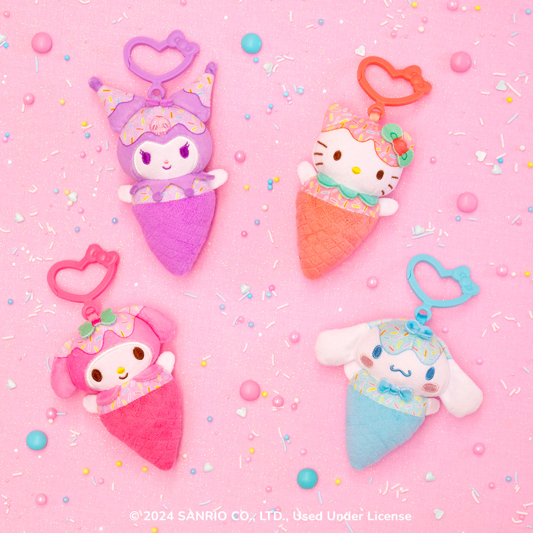 Hello Kitty and Friends 4-pc Ice Cream Plush Mascot Keychain Set - Image 2
