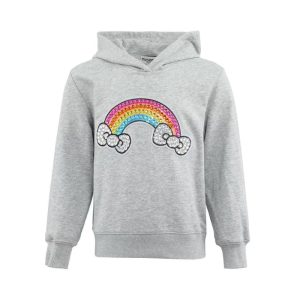 Hello Kitty x Lola + The Boys Kids Rainbow Hoodie (Heather Grey)