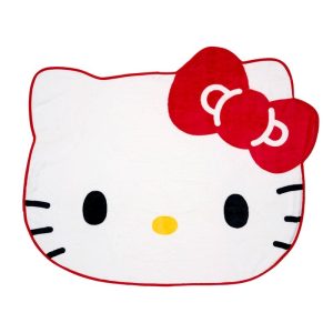 Hello Kitty Face-Shaped Throw Blanket (Classic Red)
