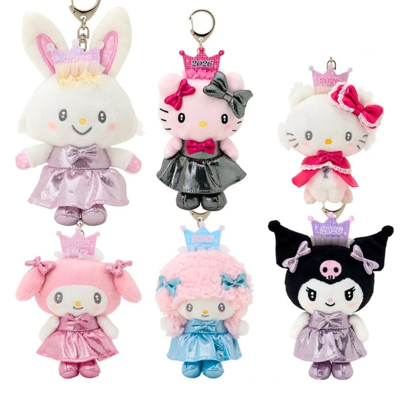 Sanrio Characters Plush Mascot Keychain Blind Box (2026 New Year Dress Series 2)