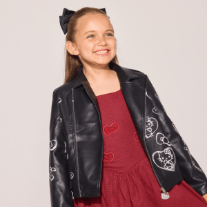 Hello Kitty x Lola + The Boys Kids Graffiti Biker Jacket (Black)