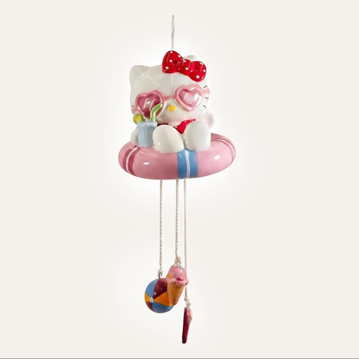 Hello Kitty Beach Fun Ceramic Wind Chime - Image 2