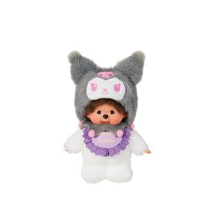 Kuromi x Monchhichi Plush Mascot Keychain (Monchhichi)