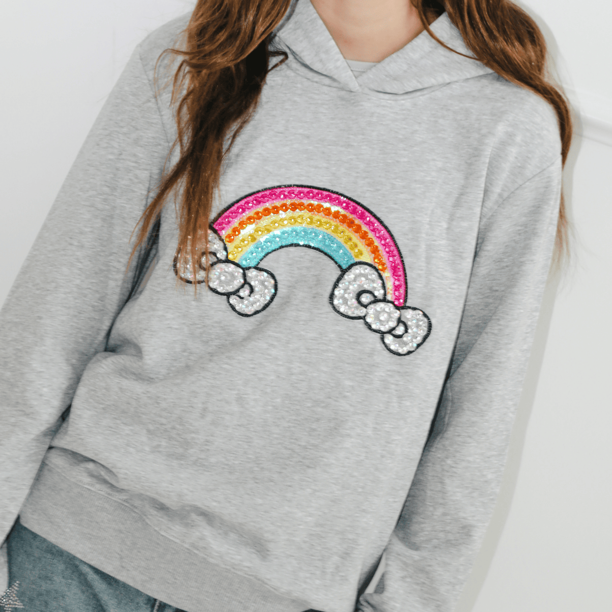 Hello Kitty x Lola + The Boys Kids Rainbow Hoodie (Heather Grey) - Image 2