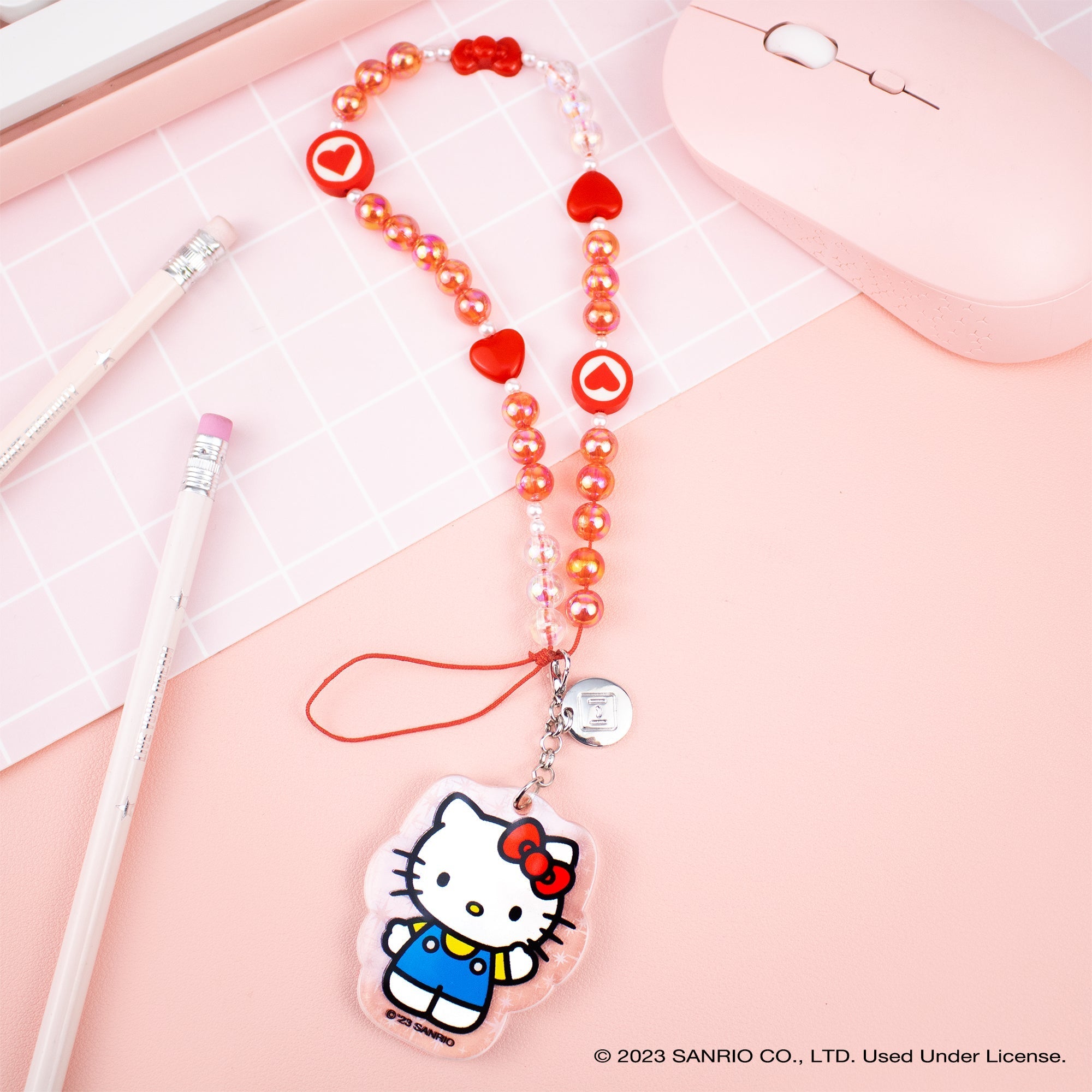 Hello Kitty Beaded Charm Mobile Phone Wrist Strap - Image 2
